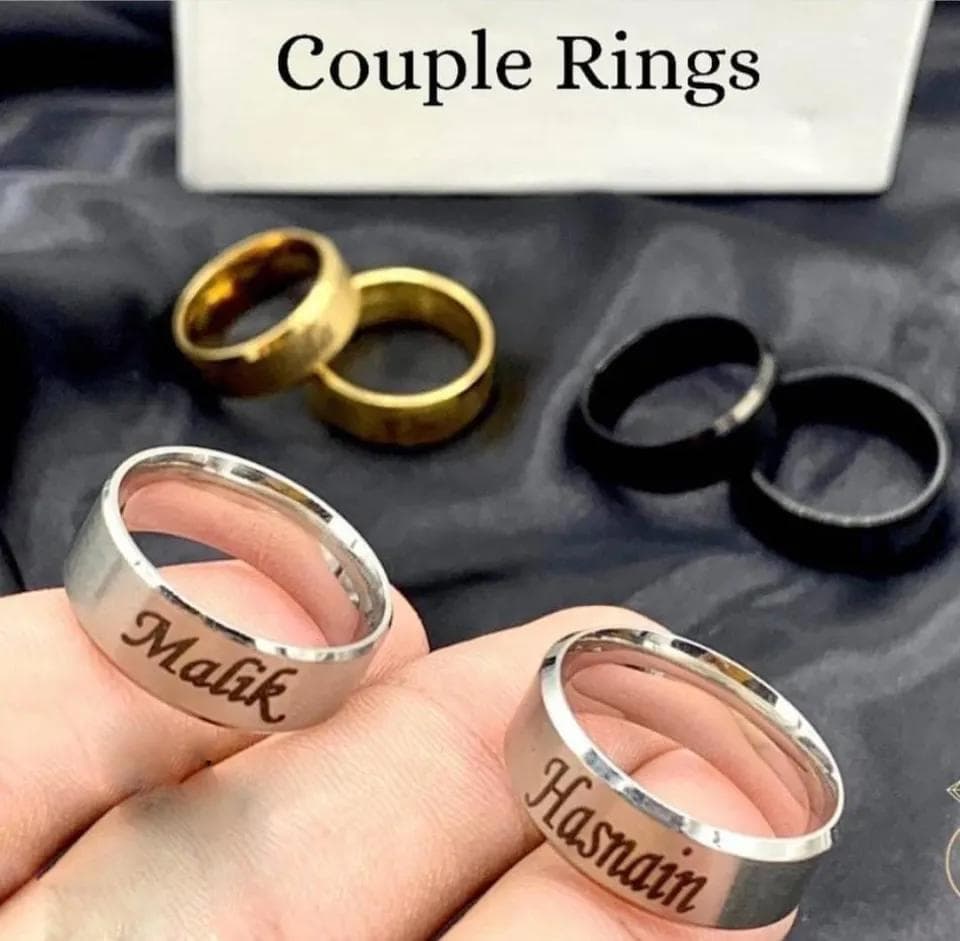 Customized Couple Name Engraved Titanium Steel Rings