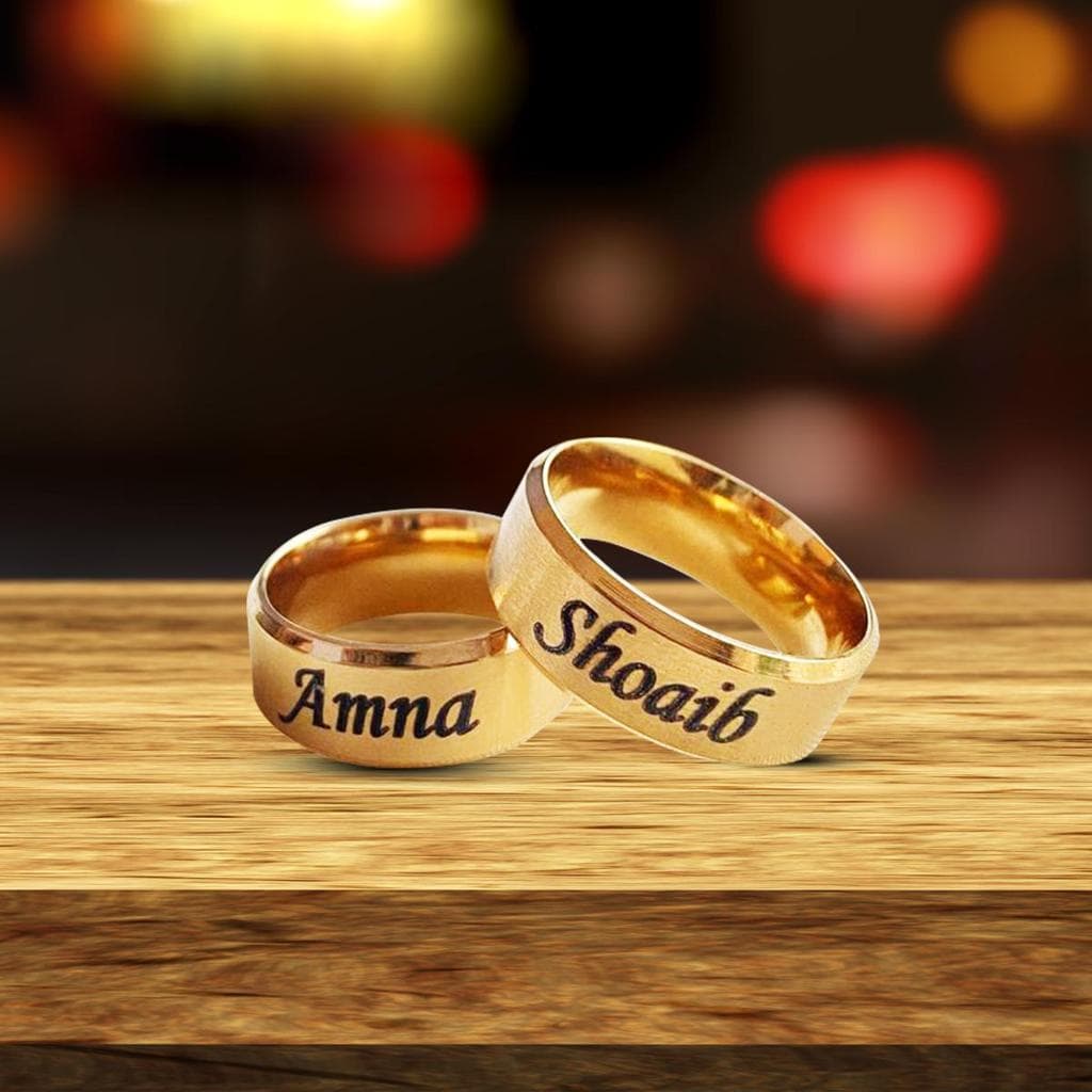 Personalized Gold Plated Titanium Couple Ring