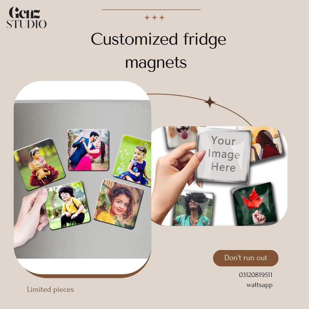 Customized Acrylic Fridge Magnets – Personalized Photo Tiles (Pack of 5)