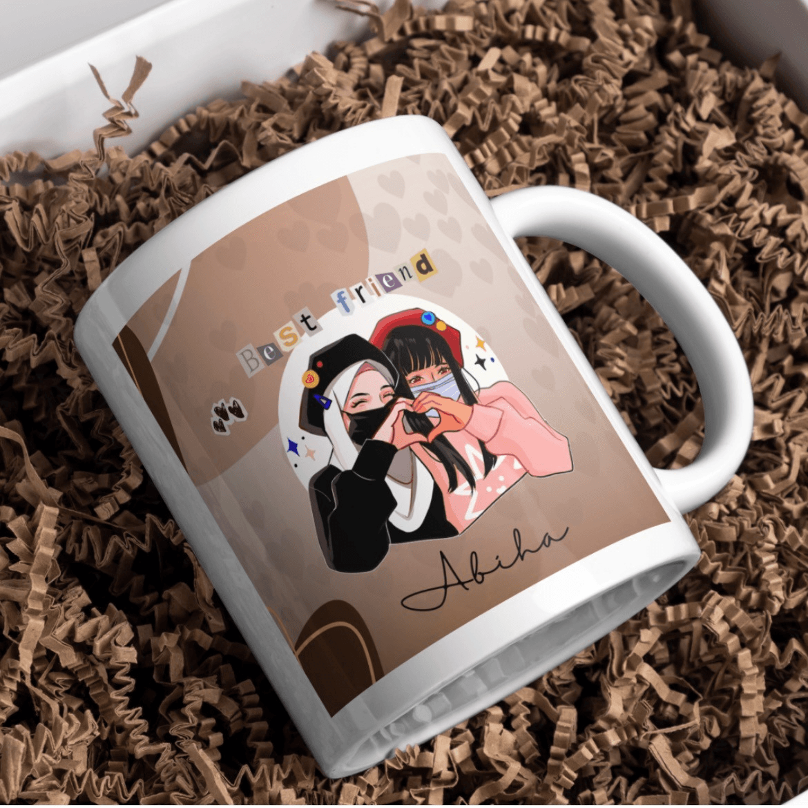 Personalized Best Friend Anime Illustration Coffee Mug