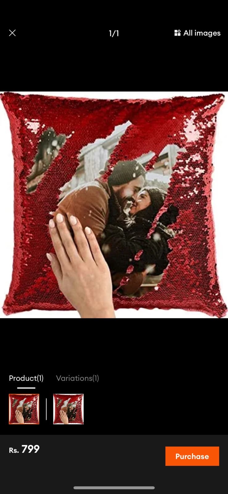 Personalized Reversible Sequin Surprise Photo Cushion