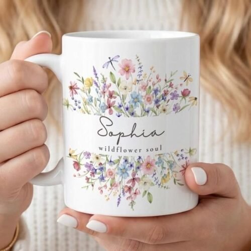 Name with Floral Design Mug